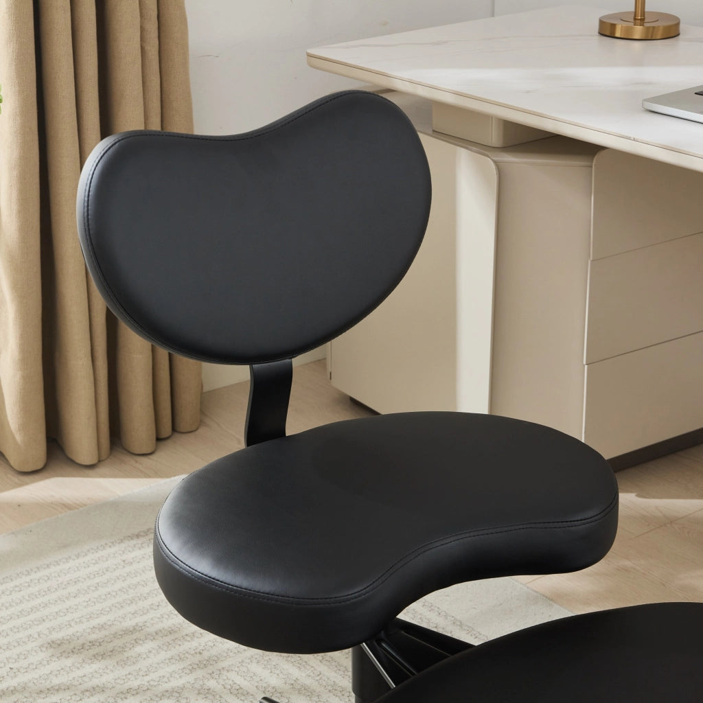 Sedia da Ufficio Incrociata con Ruote e Supporto Lombare ¨C MINIMAL ¨C Nero PU, Altezza Regolabile