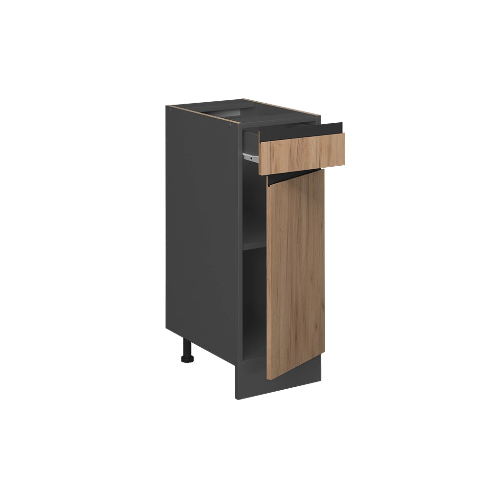 Mobiletto base per cucina R-Line Rovere dorato/Antracite 30 cm Forma a J, senza piano di lavoro Vicco