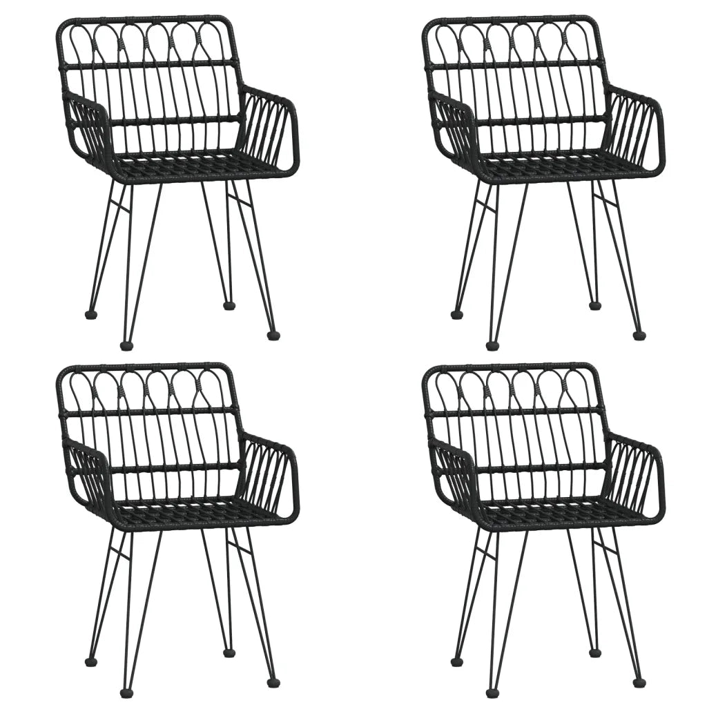 Set da Pranzo da Giardino 5 pz Nero in Polyrattan cod mxl 35470