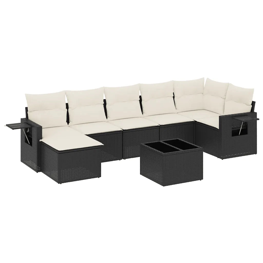 Set Divani da Giardino con Cuscini 8 pz Nero in Polyrattan 3252823