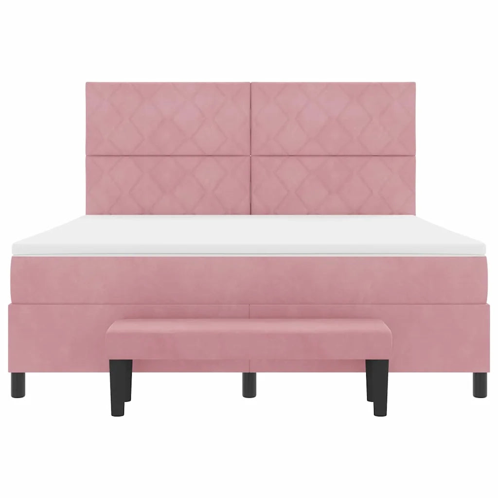 Letto a molle con testiera Rosa 200 x 180 cm Velluto 3344599