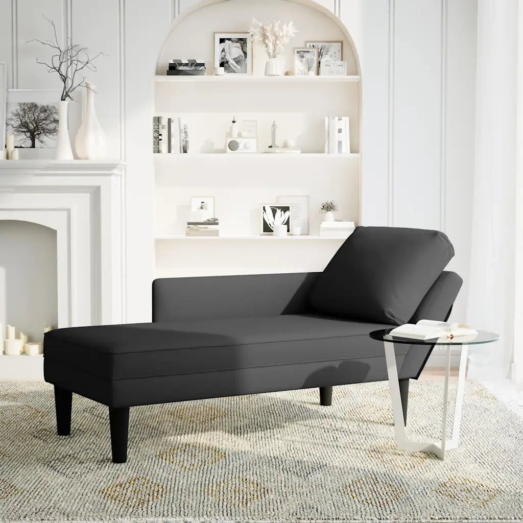 Sdraio con Cuscino e Bracciolo Destro in Velluto Nero CFW7847112