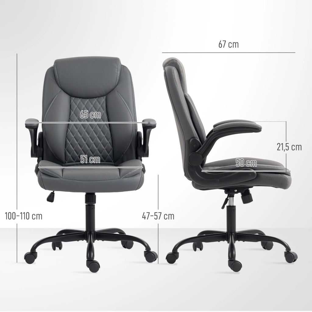 Sedia da ufficio ergonomica ¨C zephmum ¨C grigio, regolabile, braccioli