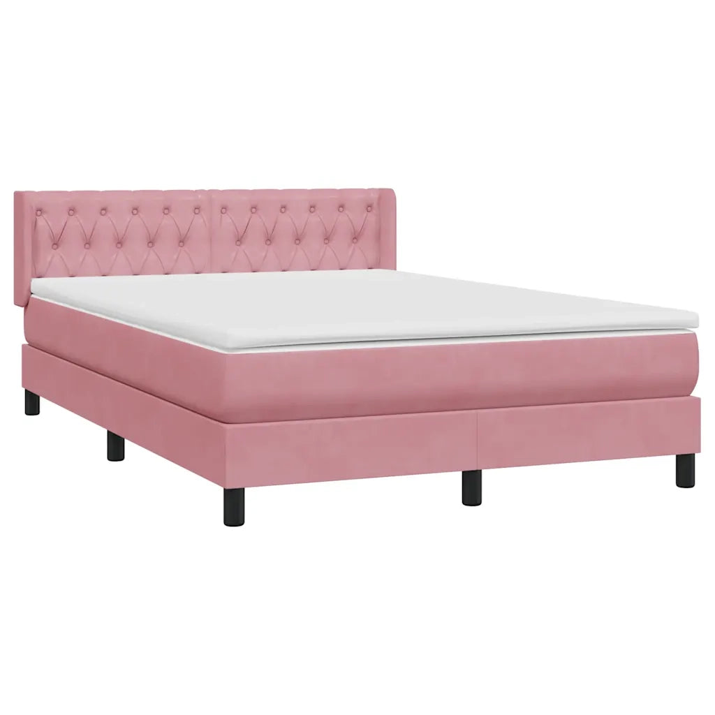 Giroletto a Molle con Materasso Rosa 140x210 cm in Velluto