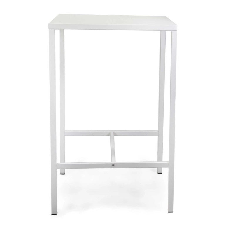 Tavolo Bar Metallo New Elma Con Poggiapiedi Bianco Quadro Cm 70x70h110