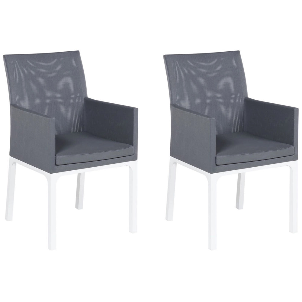Set di 2 sedie da giardino rivestimento in Textilene grigio gambe bianche in alluminio schiuma ad asciugatura rapida