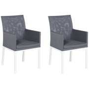 Set di 2 sedie da giardino rivestimento in Textilene grigio gambe bianche in alluminio schiuma ad asciugatura rapida