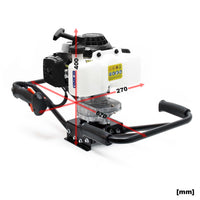 Mototrivella a benzina, motore a 2 tempi di 3 CV 63,3 ccm, con punta elicoidale Ø250mm, uso 2 persone