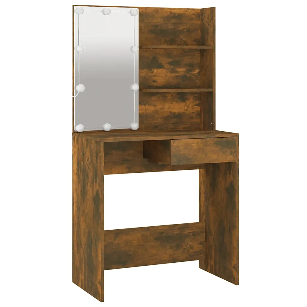 Toeletta | Tavolo da Trucco con LED Rovere Fumo 74,5x40x141 cm