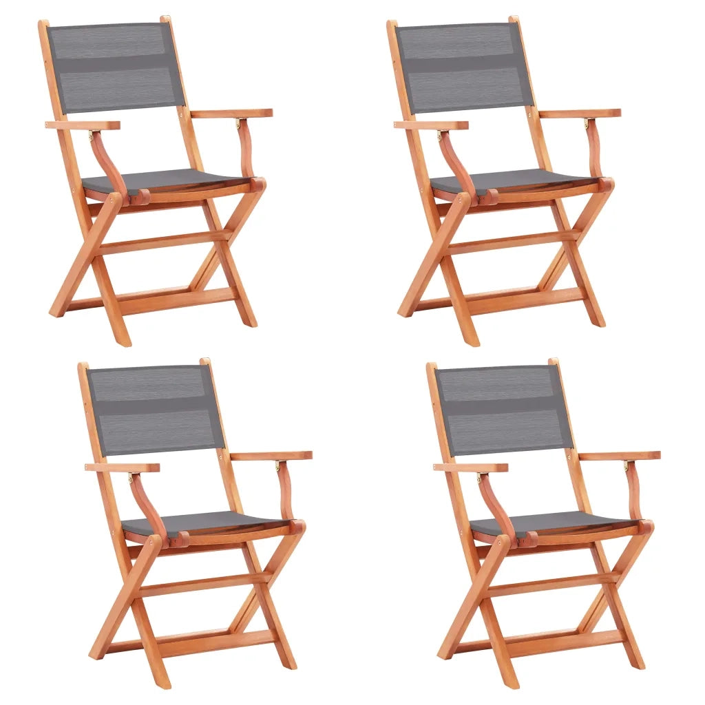 Sedie da Giardino Pieghevoli 4 pz Grigio Eucalipto e Textilene  cod mxl 43323