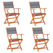 Sedie da Giardino Pieghevoli 4 pz Grigio Eucalipto e Textilene  cod mxl 43323