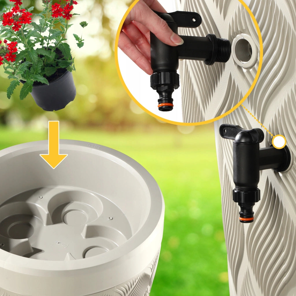 Serbatoio per acqua piovana KADAX da 240 litri, contenitore per acqua con rubinetto e grande recipiente.