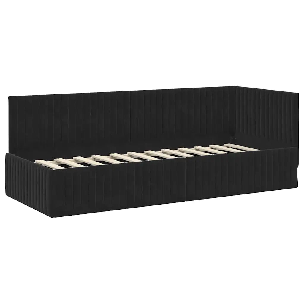 Struttura Letto Angolare con Materasso 2 pz-Giroletto con materasso Nero Velluto 209024