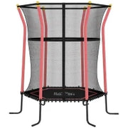 Tappeto Elastico per Bambini con Ingresso a Cerniera e Pali Imbottiti, Ø163.5x190 cm, Rosso