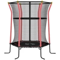 Tappeto Elastico per Bambini con Ingresso a Cerniera e Pali Imbottiti, Ø163.5x190 cm, Rosso