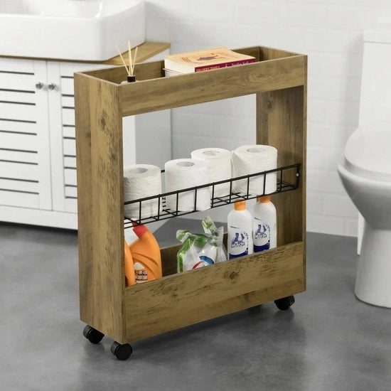 Supporto per rotoli di carta igienica per la toilette - Piastra per bagno sottile su ruote - 3 strati Mobile scaffale di archiviazione