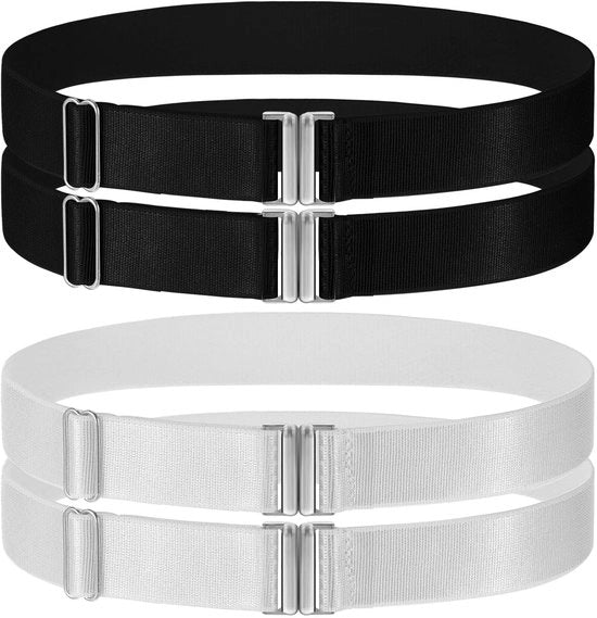Dijkousen per donna, 2 paia, in nero e bianco, con cinturino metallico e spilla, elastici, per festa e ballo, stile punk gotico, 45x2
