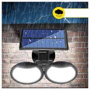 Trade Shop - Faretto Con Pannello Solare Doppio A Parete Sensore Movimento Pir E Crepuscolare -