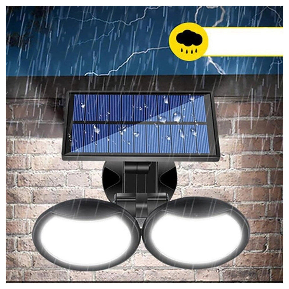 Trade Shop - Faretto Con Pannello Solare Doppio A Parete Sensore Movimento Pir E Crepuscolare -