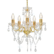 Sfarzoso lampadario rotondo di design con perline scintillanti 38 x 42 cm in metallo color oro 02_0046408