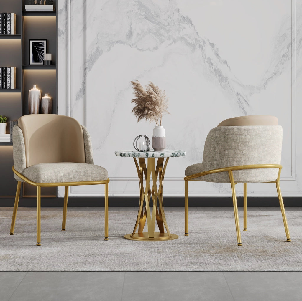 Sedia da pranzo beige e kaki con piedi regolabili