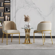 Sedia da pranzo beige e kaki con piedi regolabili