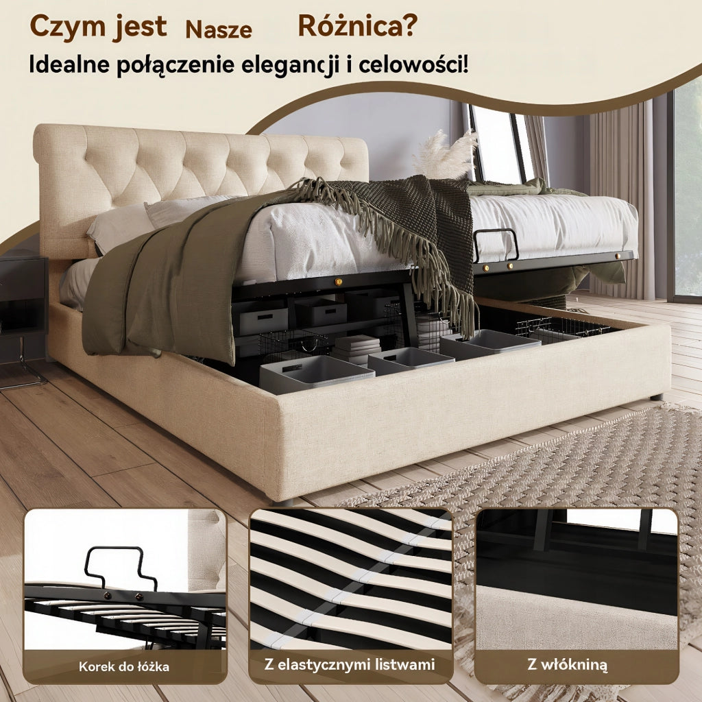 Letto matrimoniale - Xylo - 160x200 - Bianco - con contenitore e sistema idraulico