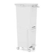 Pattumiera 3 in 1con 2 cassetti 2 scomparti superiori e adesivi per la classificazione-Cestino per rifiuti a pedale 40x26x84cm Bianco