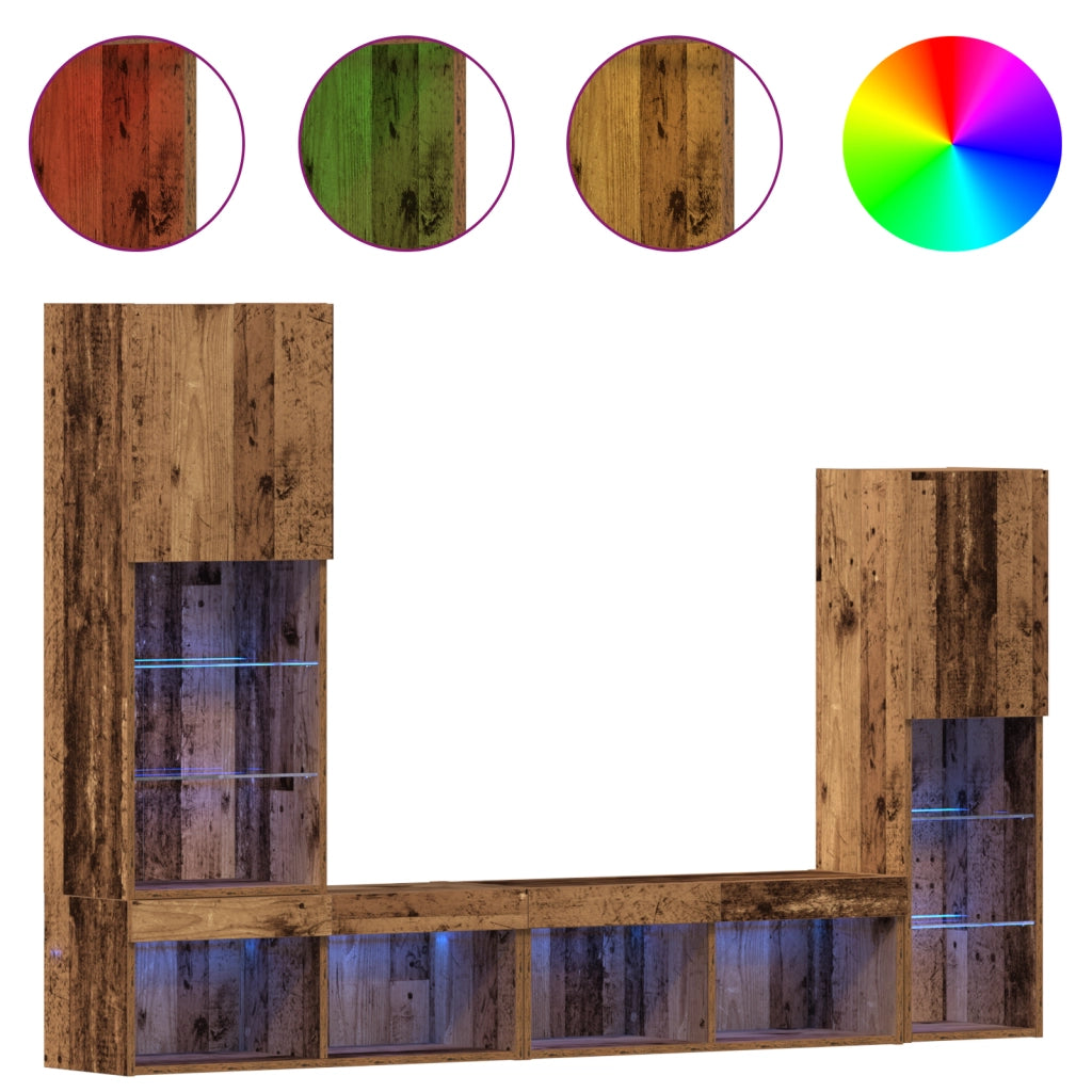 Mobile TV  con luci LED Legno invecchiato 40.5x30x102 cm