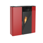 Stufa a pellet Flat 501 slim canalizzata 11,1kw in acciaio rosso Lincar