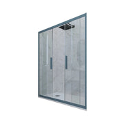 Porta doccia scorrevole 130 CM H 200 Vetro Trasparente Profilo Blu Navy mod. Glam