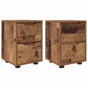 Set di 2 Comodini | Armadio da Notte | Mobiletto da notte con cassetto Legno vecchio 30,5 x 30 x 43 cm