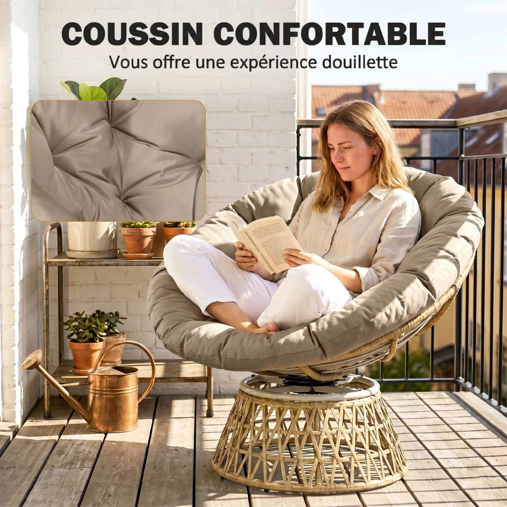 Set salotto giardino 3 pezzi polyrattan ¨C Xylo ¨C 2 poltrone papasan girevoli + tavolino
