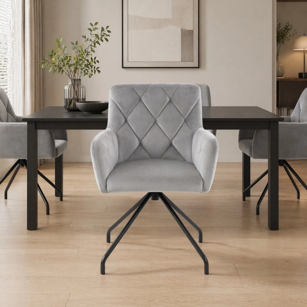 SEDIA Imbottita Set da 2 pezzi Velluto Grigio Chiaro