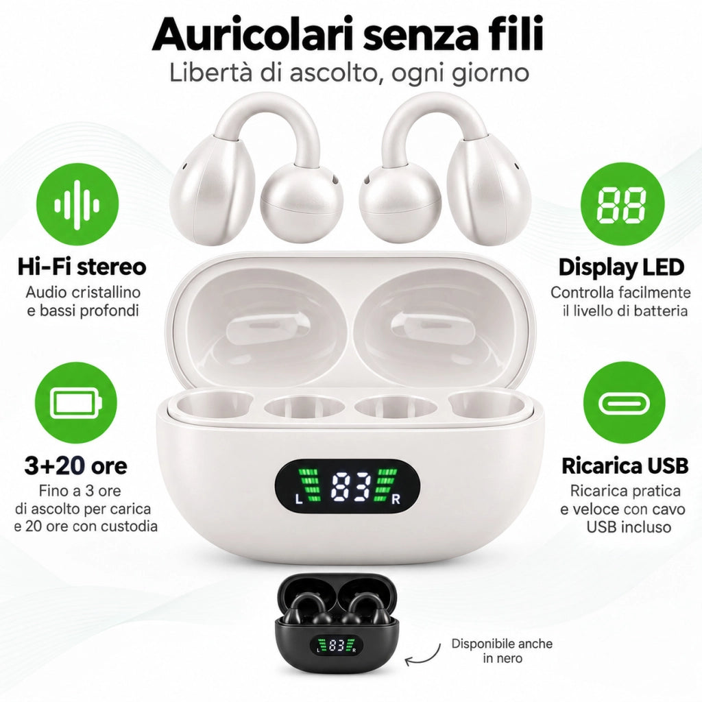 AURICOLARI WIRELESS BLUETOOTH TWS HI-FI STEREO CON DISPLAY LED ALLPRESS AS-08609