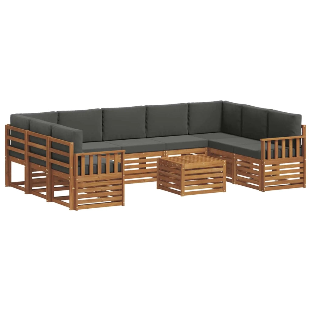 Set divani 10 pcs Naturale e Antracite Legno di Acacia Massello