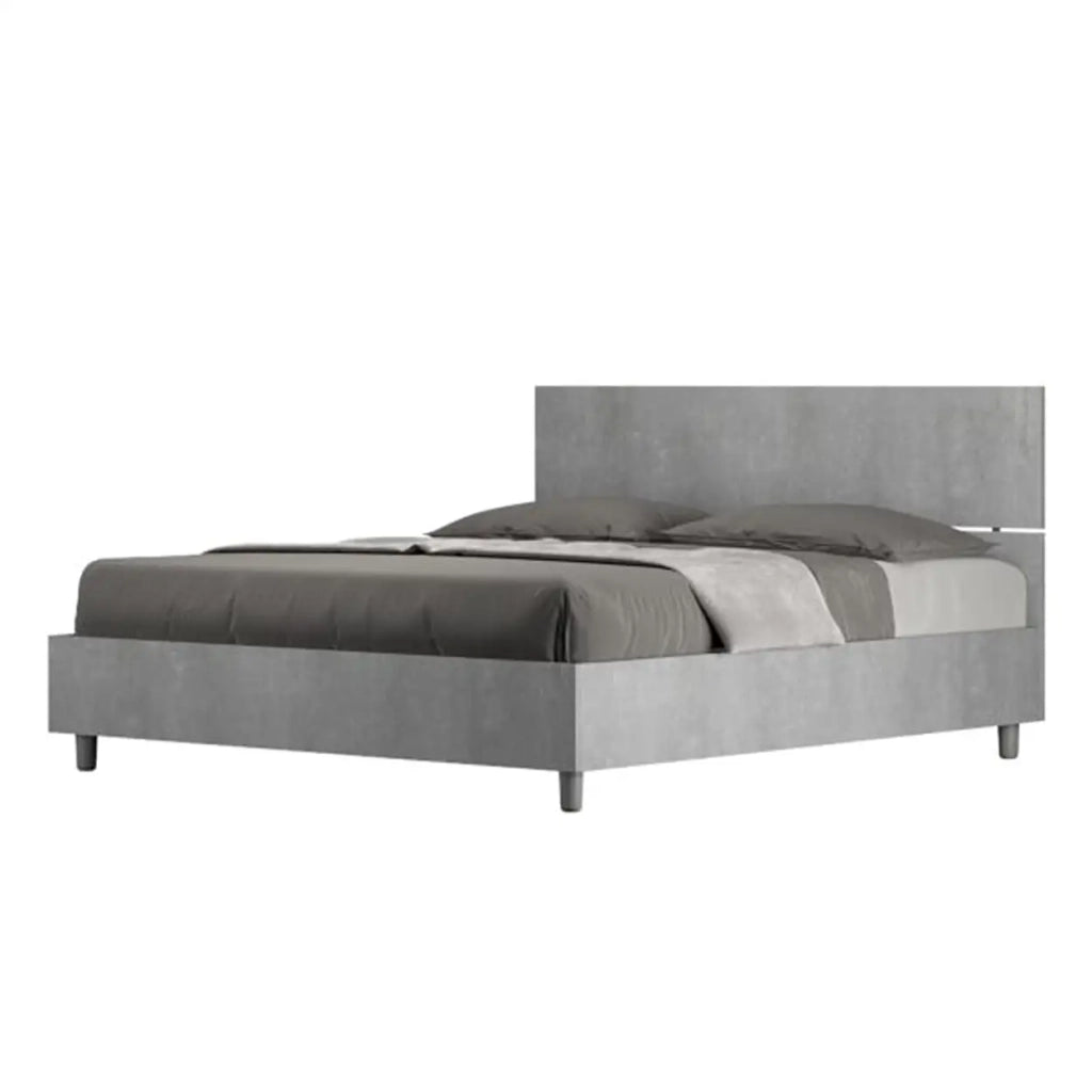 Letto matrimoniale senza rete 160x200 testata dritta cemento Demas