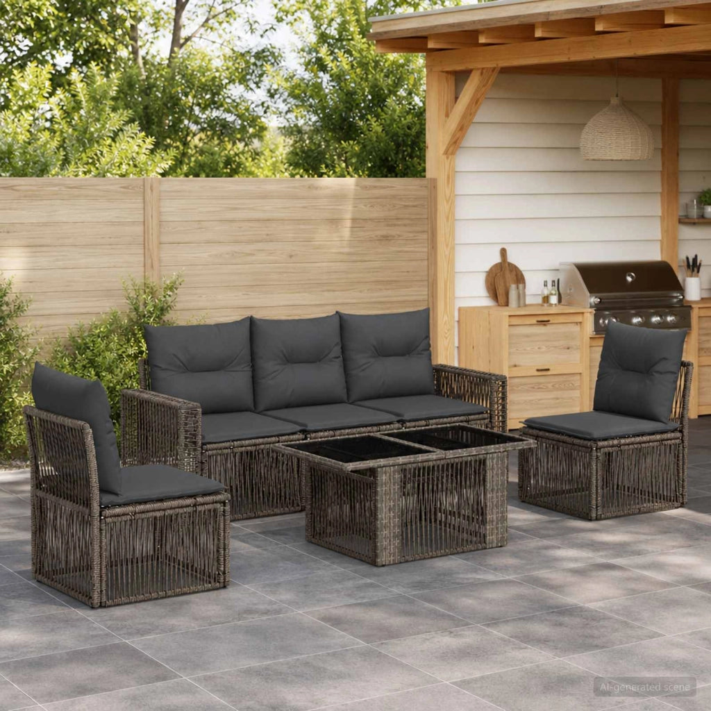 Set Divano da Giardino 6 pz Grigio e Grigio Scuro polyrattan 3436769