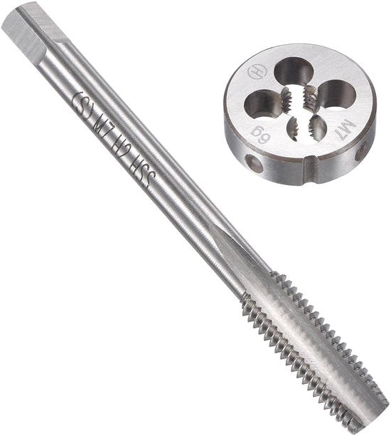 Set di attrezzi per tappe e matrici M7 x 1 mm - uso professionale - set di misuratori di testa di viti - taglio preciso - riparazione - risultati ottimali - set di testa di viti