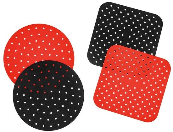 Set di mattoncini siliconici riciclabili per air fryer, composto da 4 pezzi, 7,5 pollici (circa 19 cm), rotondi/quadrati, antiscivellamento, BPA libero, riciclabile, accessori per air fryer