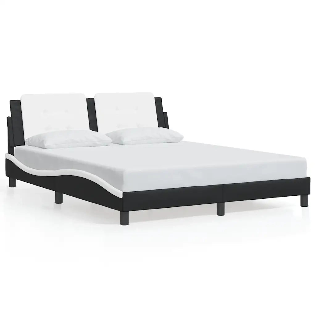 Giroletto con Testiera Nero e Bianco 160x200 cm in Similpelle