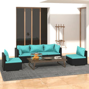 Set Divani da Giardino 5 pz con Cuscini in Polyrattan Nero cod mxl 35097