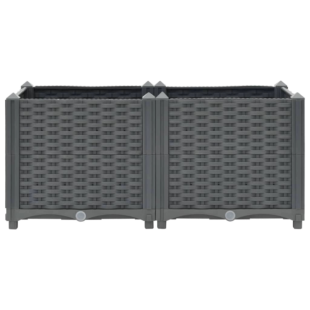 Fioriera rialzata per piante e fiori giardino 80 x 40 x 38 cm polipropilene grigio scuro 02_0000945