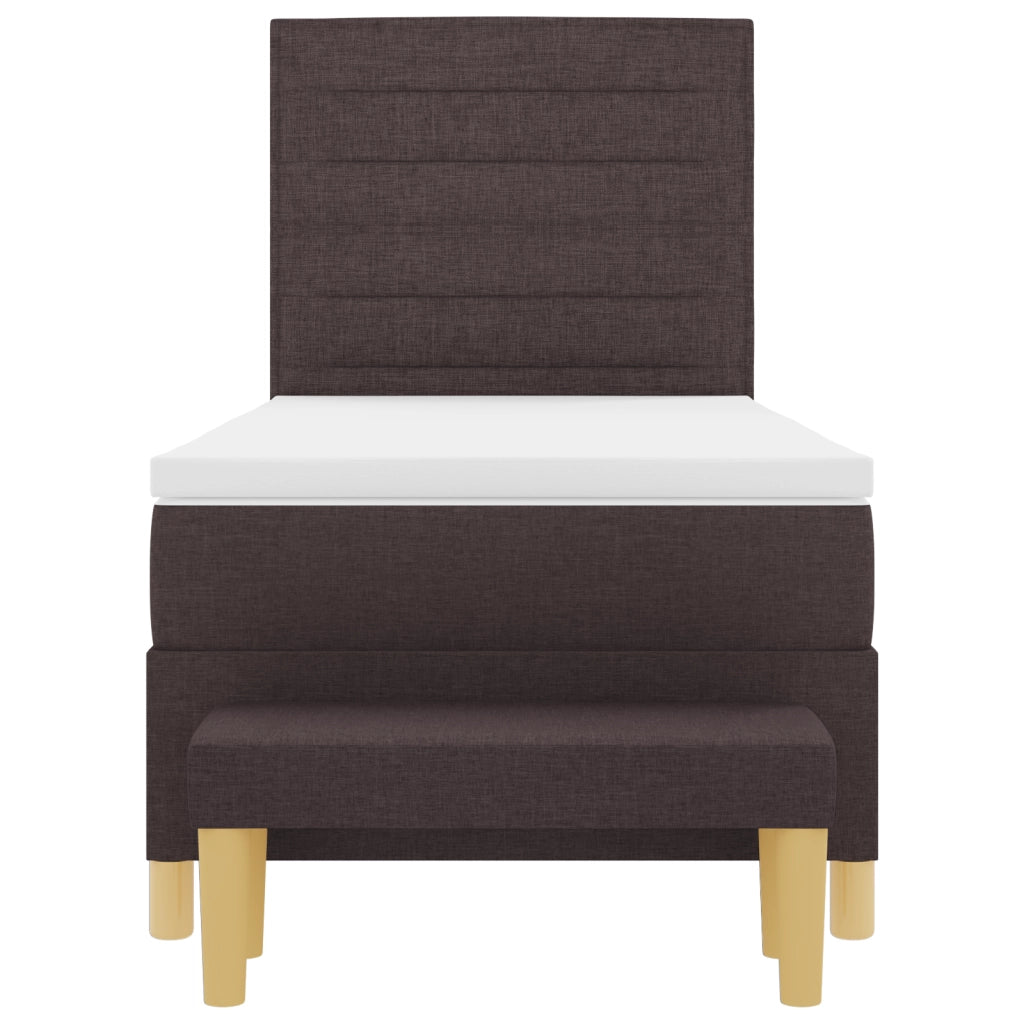 Letto a molle con Materasso & Panca Marrone Scuro 100x200 cm Tessuto