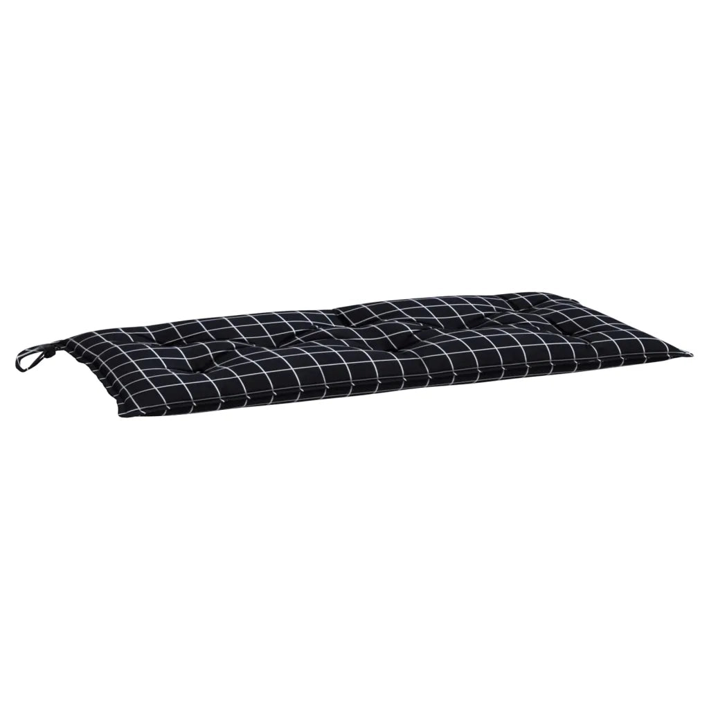 Cuscino Panca Giardino Motivo a Quadri Nero 110x50x7 cm Tessuto 361824
