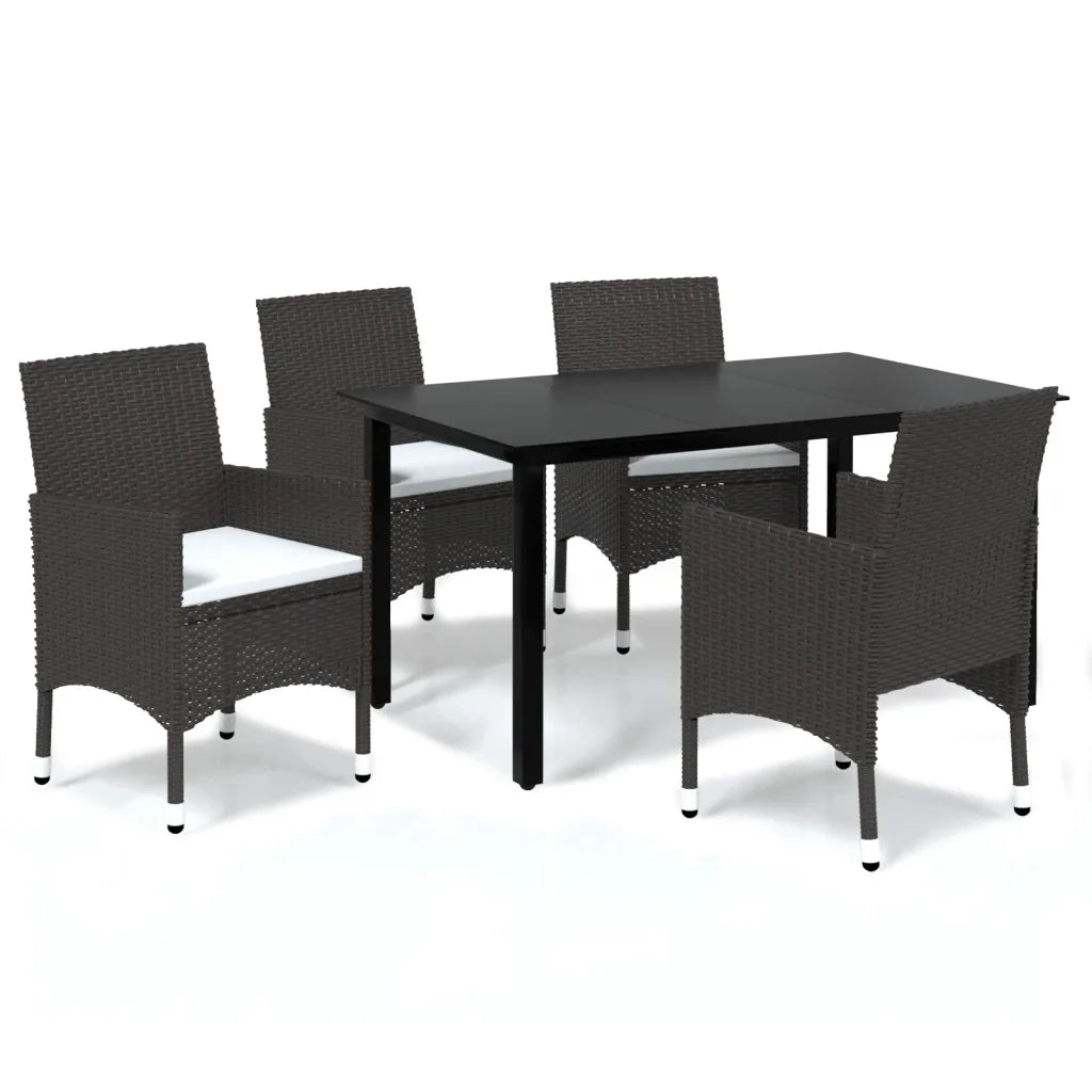 Set da Pranzo per Giardino 5 pz con Cuscini Polyrattan Marrone cod mxl 51832
