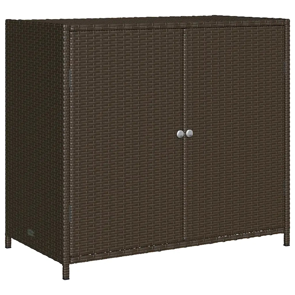 Pratico mobiletto da giardino per riporre attrezzi e cuscini 83 x 45 x 76 cm resina intrecciata marrone 02_0047417