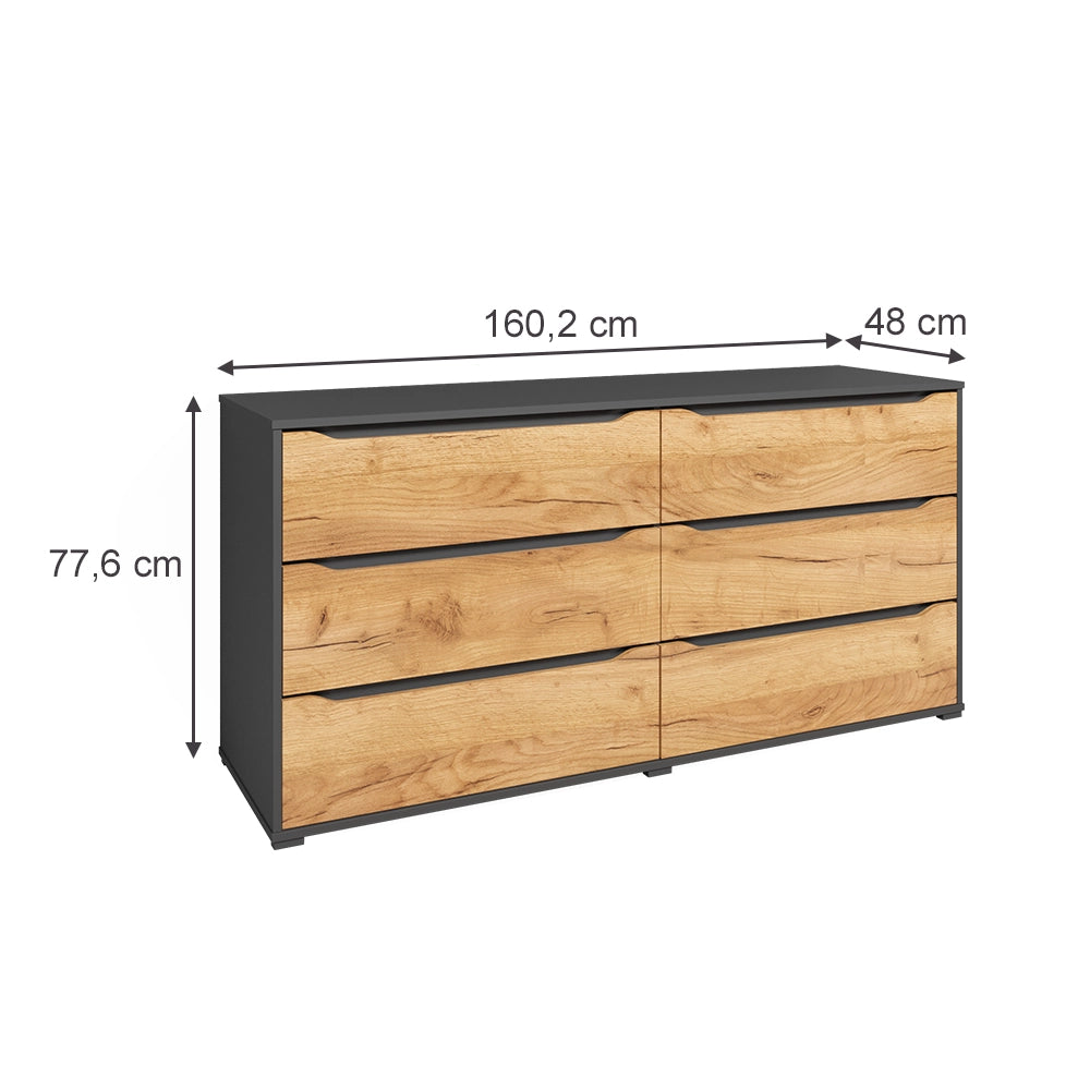 Vicco Credenza Quercia dorata/antracite 48 x 77.6 cm con cassetti