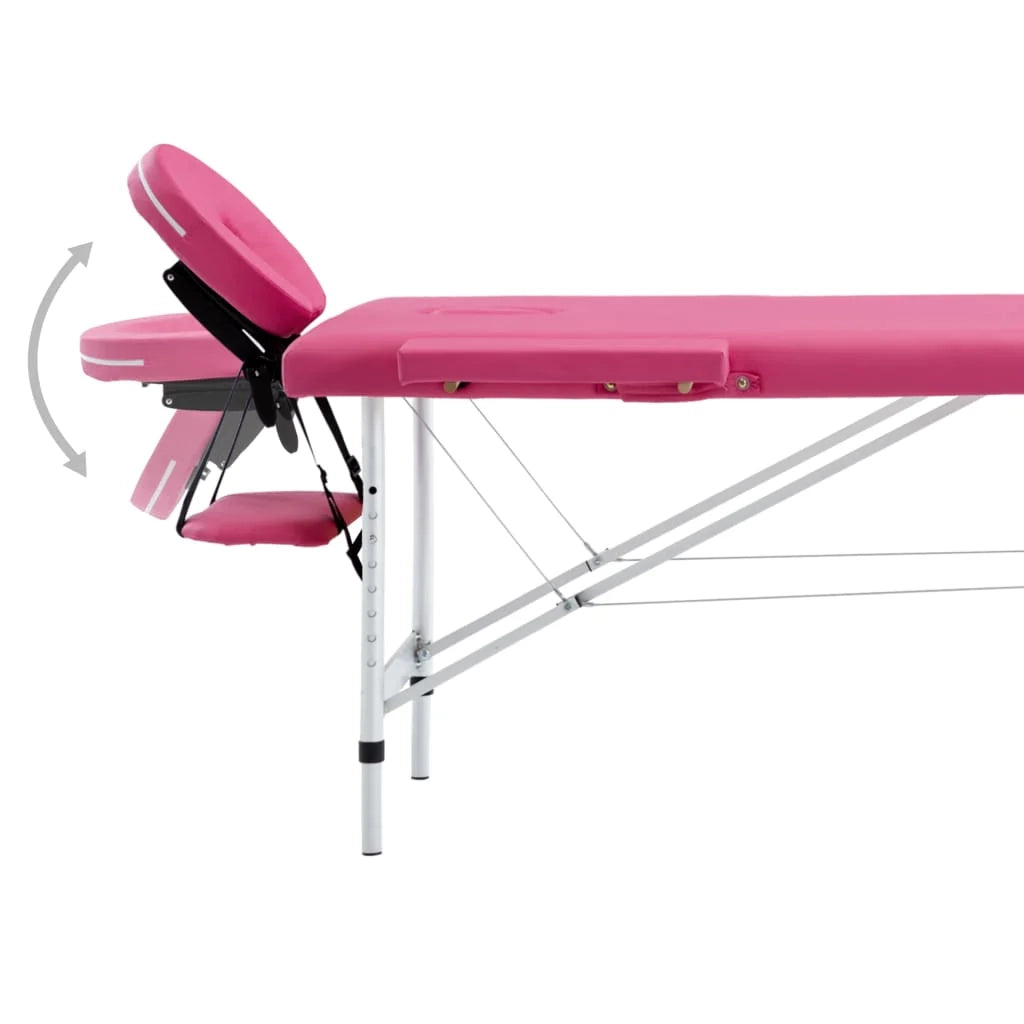Lettino da massaggio pieghevole a 2 sezioni acciaio inox rosa 02_0001809