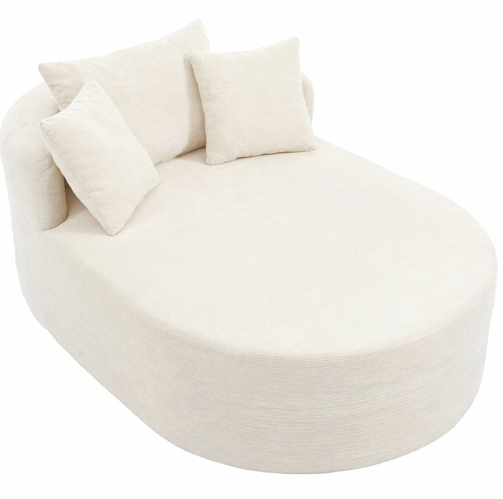 Poltrona relax ovale compatta in corduroy; 170 x 112;5 x 83 cm; beige chiaro